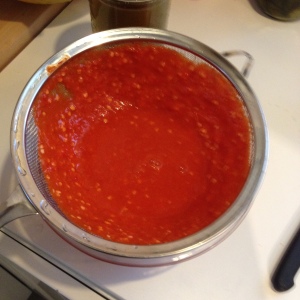 Straining Red Pepper Sauce